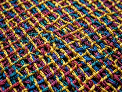Jacquard brocade weave macro, supplementary gold thread floating over base weave