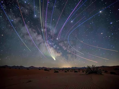 Trails with zodiacal light visible