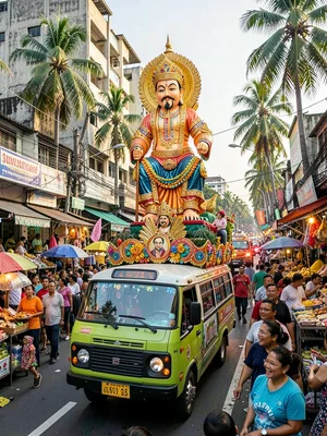 Santo statue carried in fiesta parade