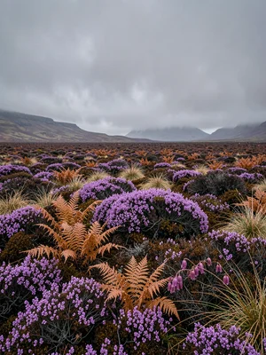 Rust Bracken Among Purple Heather