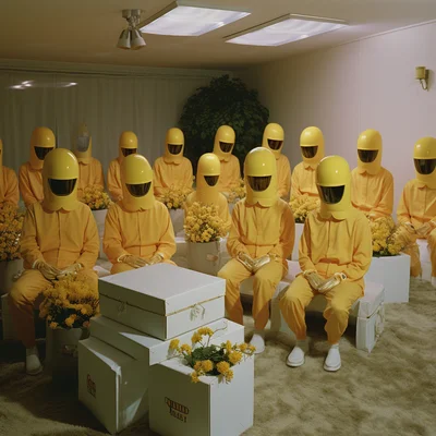 Film still occult portrait of amazon delivery workers