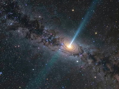 Galaxy tail stretched by gravitational interaction