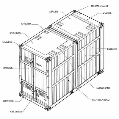 Cutaway diagram of a containerized service module with labelled hairline annotat