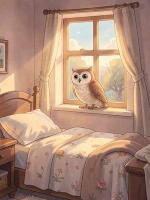 Owl watching over at window