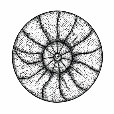 Nautilus shell stippled