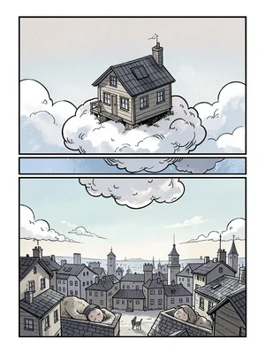 Cloud house over city