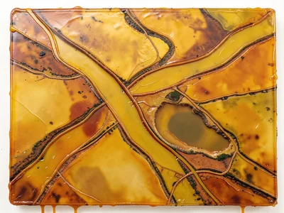 A river meandering through floodplain with oxbow lakes and abandoned channels vi