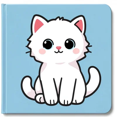 Fluffy white cat sitting