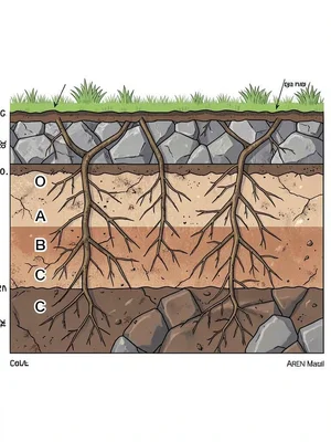 Soil profile geological cross-section