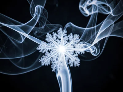 Breath exhaled into cold air showing fractal structure