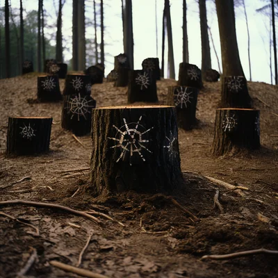 Land Art Photo by Andy Goldsworthy Burnt tree trunks