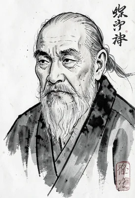 Wise old man sumi-e