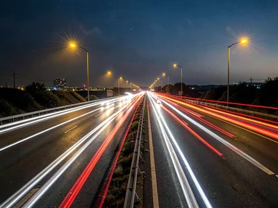 Highway light trails
