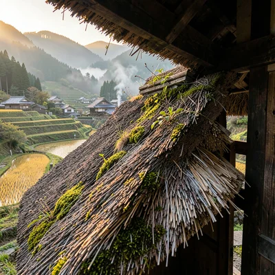 Thatched Roof Ridge Texture Detail