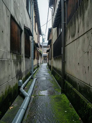 Machiya alley drainage