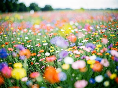 Flower field blur as color wash