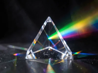 Crystal pyramid refracting light into triangular spectrum