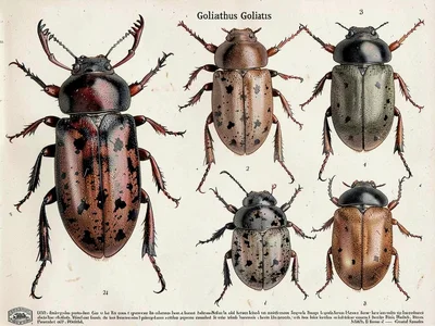 Goliath beetle specimen illustration