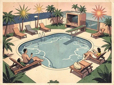 Atomic age kidney-shaped pool