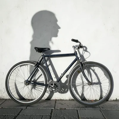 Shadow of bicycle on wall creating unintentional face profile