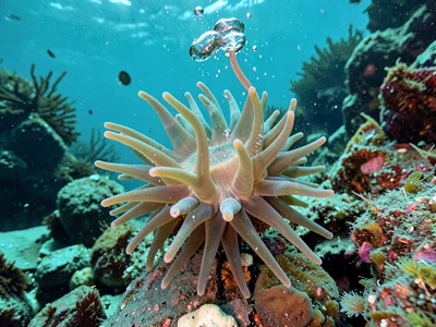 Anemone open catching water column food