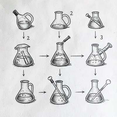 hand-drawn experiment sequence chart, simple icons, no text