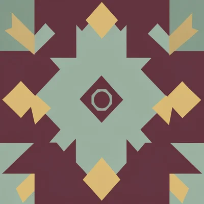 Flat blockcolor product motif of a kilim pattern in flat geometric blocks, sage
