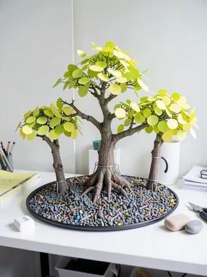 Binder Clip Trunk — Post-it Foliage Bonsai