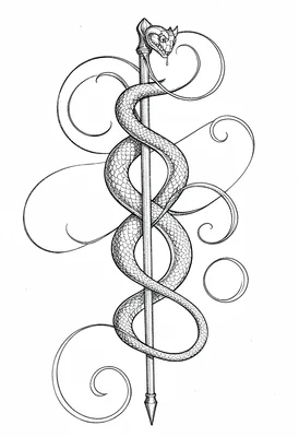 Serpent staff flourished