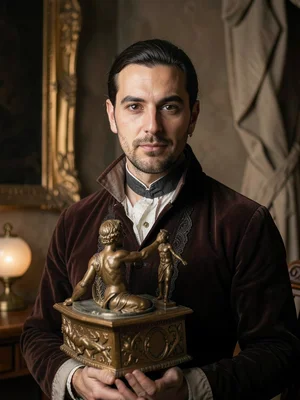 Portrait with prop antique