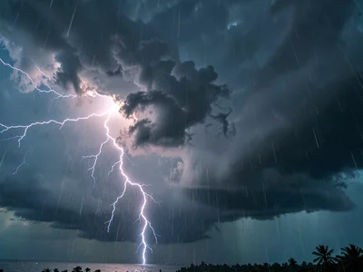 Lightning illuminating cloud interior