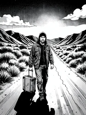 Refugee on endless road