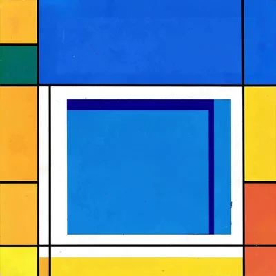 Swimming pool and surrounding deck — blue rectangle, white surround, sky above