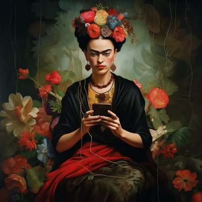 Frida khalo painting of an iphone