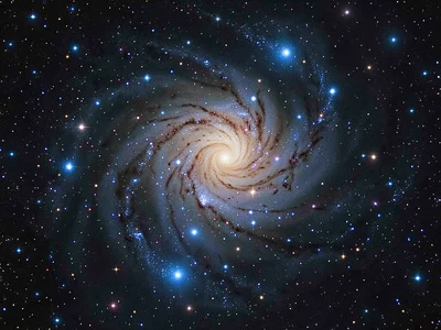 Spiral arms showing star formation regions as blue