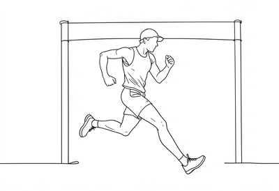 Runner finish line continuous line