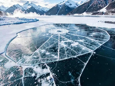 Old ice showing accumulated internal structure
