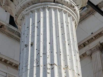 Column fluting at classical temple