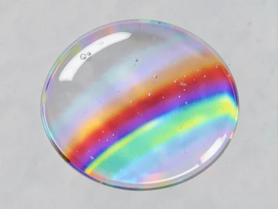 Soap film showing interference rainbow bands