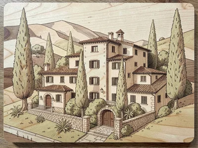 Marquetry Italian villa