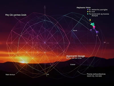 Sunset photo with atmospheric scattering diagram showing why sky changes color