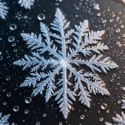 Freezing water droplet caught mid-crystallization, ice front advancing across th