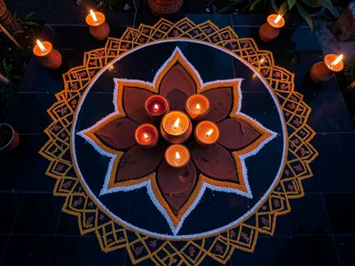 Lotus Flower Diya Pattern Overhead
