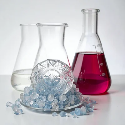 Crystallizing Dish Copper Sulfate Crystals