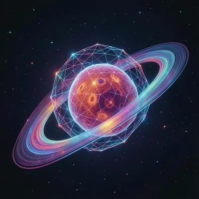 Blood cell flowing in vessel that looks like planet orbiting in solar system