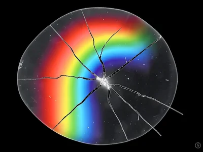 Crack tip stress showing rainbow concentration