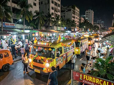 Jeepneys parked at night