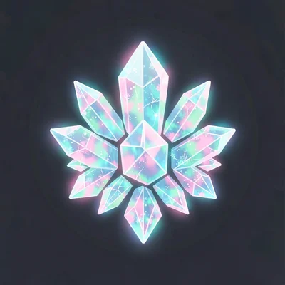 Flat geometric ability icon of a glowing ice shard cluster on dark frame, crisp