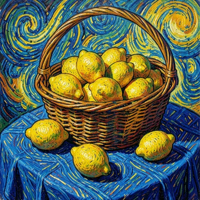 Post-impressionist Provençal intensity, emotional saturated color, A basket of l