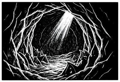 Bat colony scratchboard